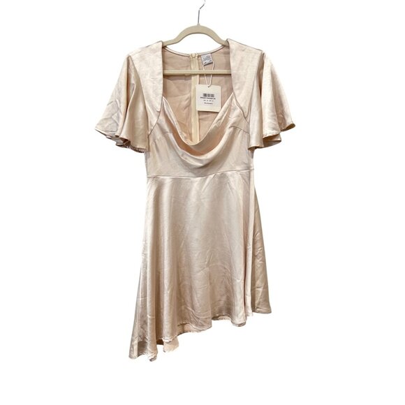 Selfie Leslie Sydney Dress Size Small Angel Sleeve Cowl Satin Champagne 636.23 - Picture 3 of 11